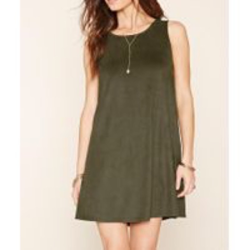 Olive Faux Suede Mini Dress